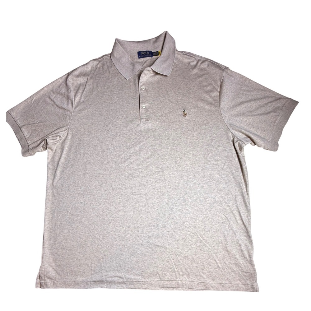 Polo Ralph Lauren Mens 2XLT Polo Shirt Classic Fit Casual Tan Short Sleeve